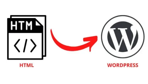 Arrow pointing from HTML to Wordpress