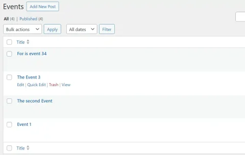 Events Custom Post type in WordPress