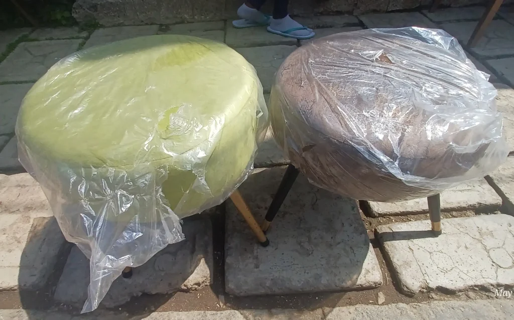 Green & Brown-ish Trileg Mini Sofa Chairs